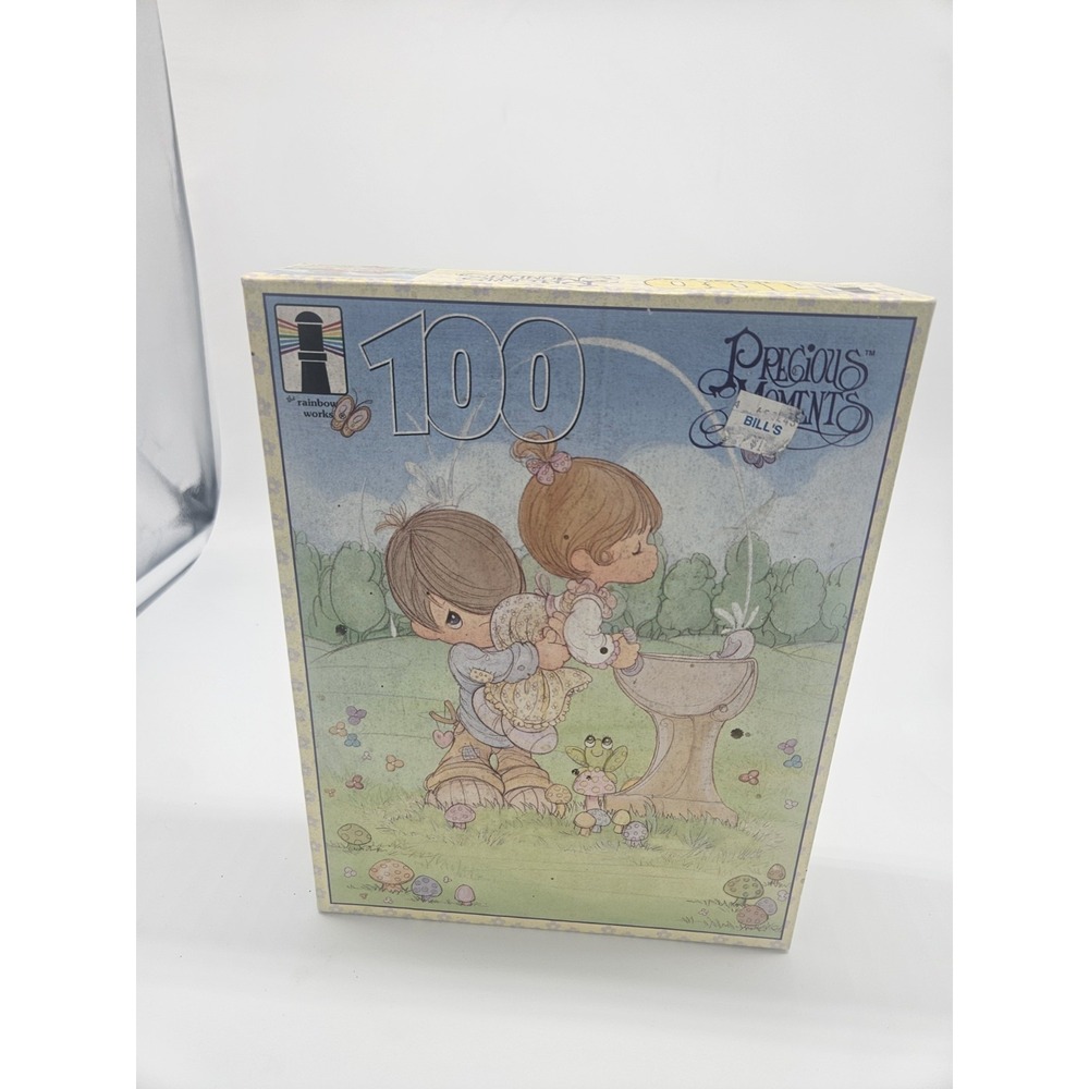 Vtg 1995 Precious Moments 100 PIECE Puzzle 11.5x15" Water Fountain Complete